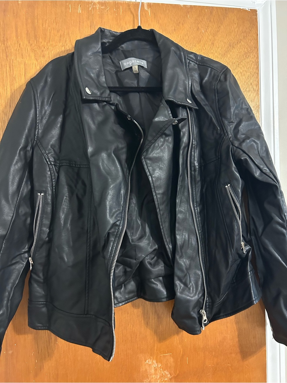 bagatelle Black Faux Leather Zip Moto Jacket